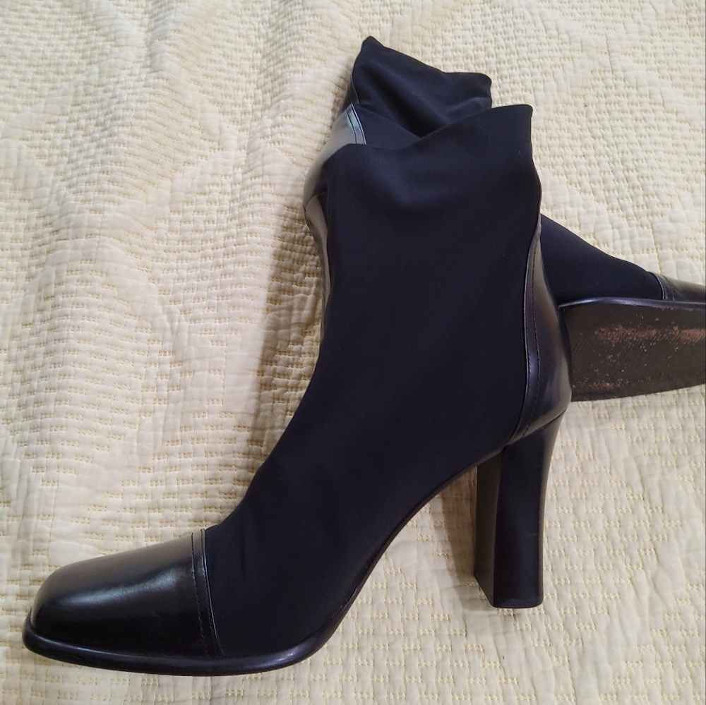 Via Spiga Nylon Leather Heeled Boots Size 9 - Picture 4 of 13